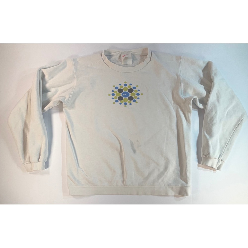 Vintage Nike Graphic‎ Sweatshirt White XL Crewneck Dot Logo Raglan Y2K 90s